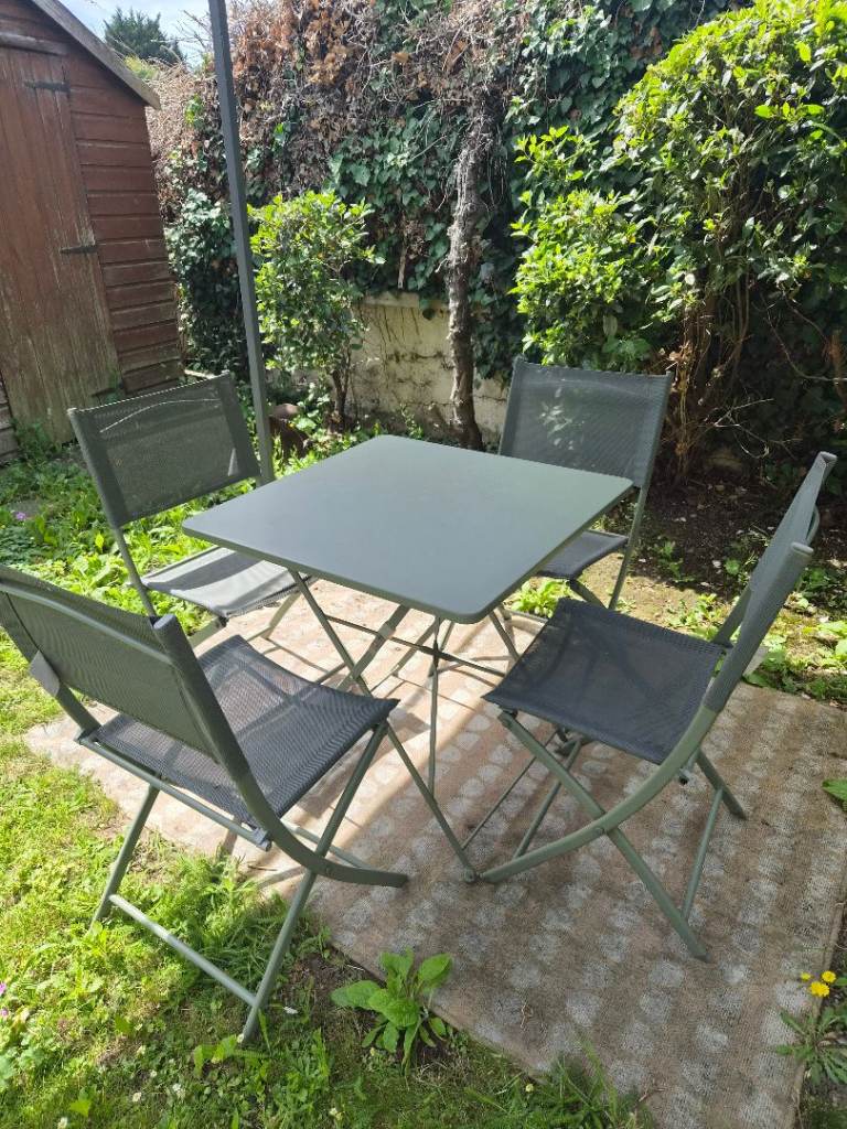 Garden Dining Set with IKEA Gazebo – Table & 4 Folding Chairs