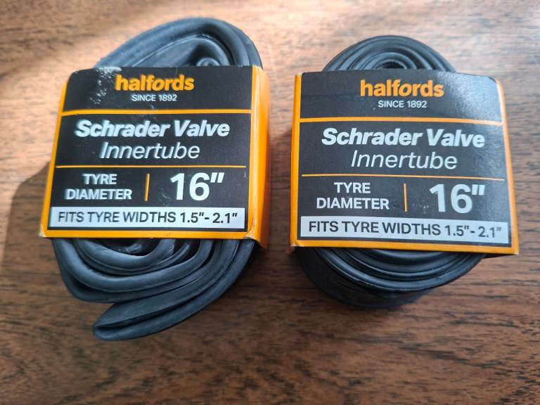 Halfords Schrader Valve Inner Tube 16" – New, Pair