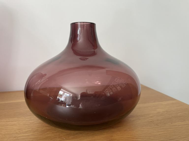 Laura Ashley heavy glass purple vase. NEW