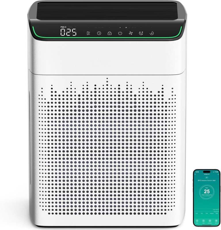Modern White Air Purifier with Digital Display