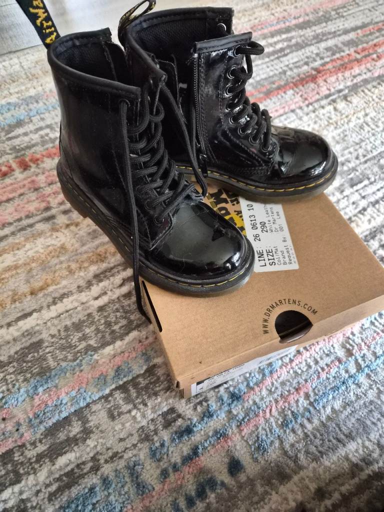 Dr. Martens Kids' Patent Leather Boots Black Size 29