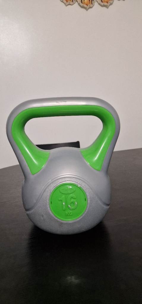 16kg Kettlebell - Grey with Green Handles