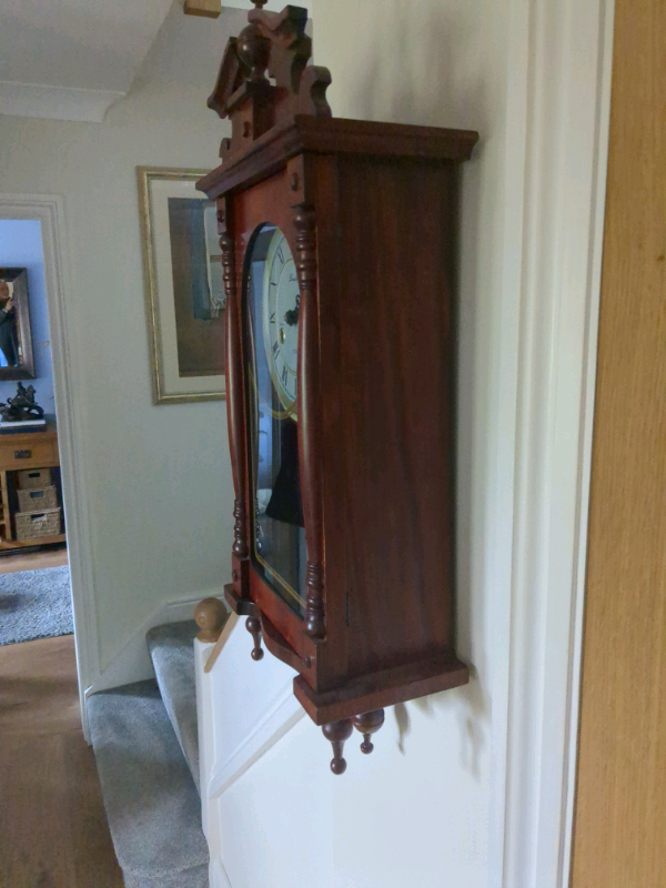 Collect from Bournemouth mahogany chiming WALL CLOCK Works PERFECTLY 
