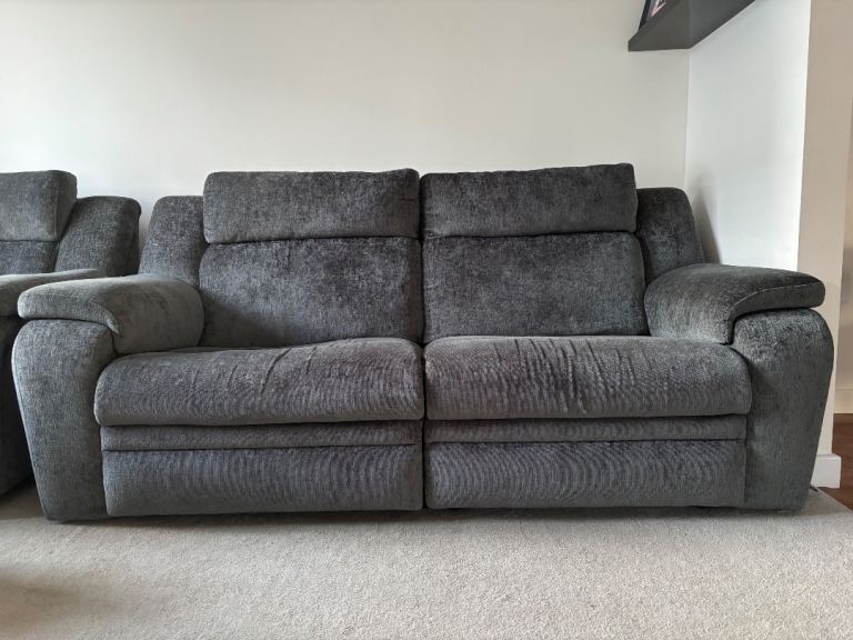 Grey 3 seater recliner sofa
