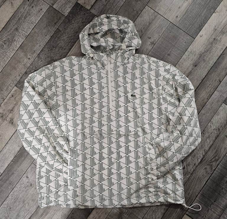 Unisex Lacoste LIVE Monogram Patterned Pullover Windbreaker X Large