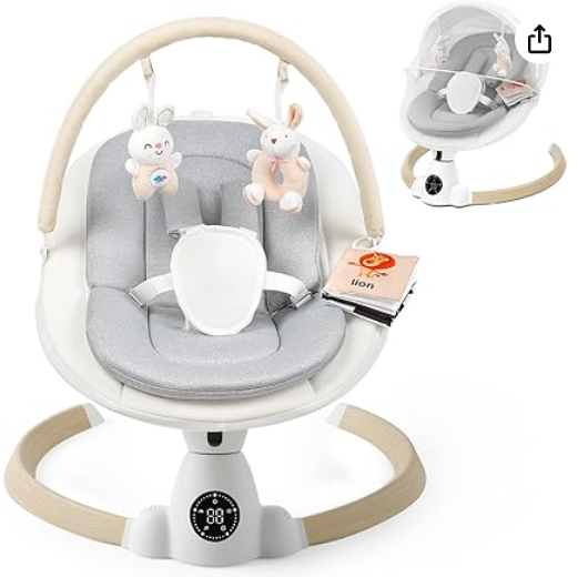 Baby Bouncer by Uuoeebb - Portable Electric Baby Swing with Bluetooth