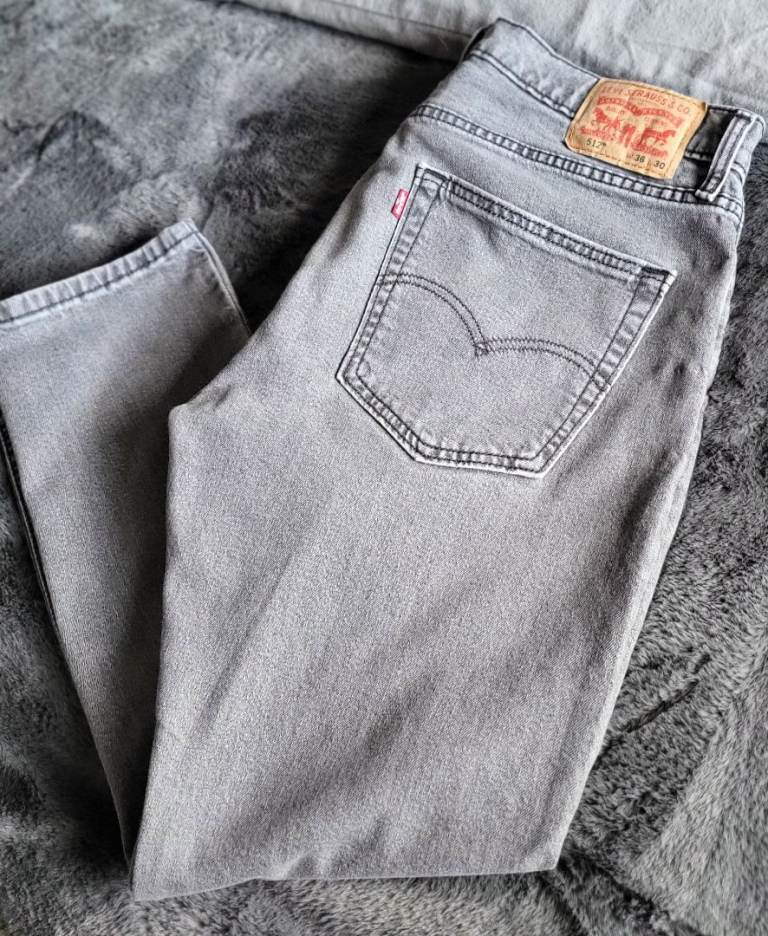 Men's Levis 512 Slim Tapered Leg Jeans - Grey - 36" Waist - 30" Leg 