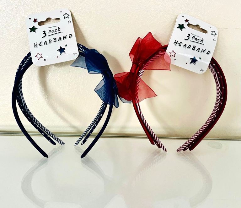 6-Pack of Beautiful, Red/Blue Headbands.