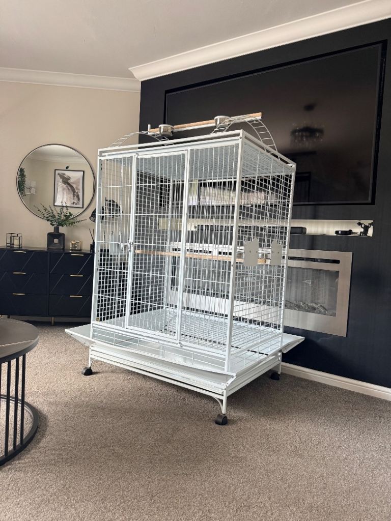 XL parrot bird cage white with the play gym top great clean condition  