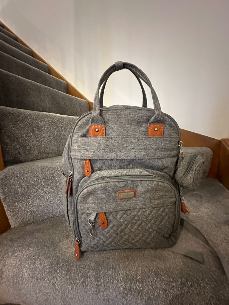 BabbleRoo Baby Changing Bag Backpack, Grey
