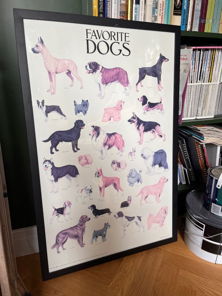 Large Framed 'Favorite Dogs' Print - Good Condition