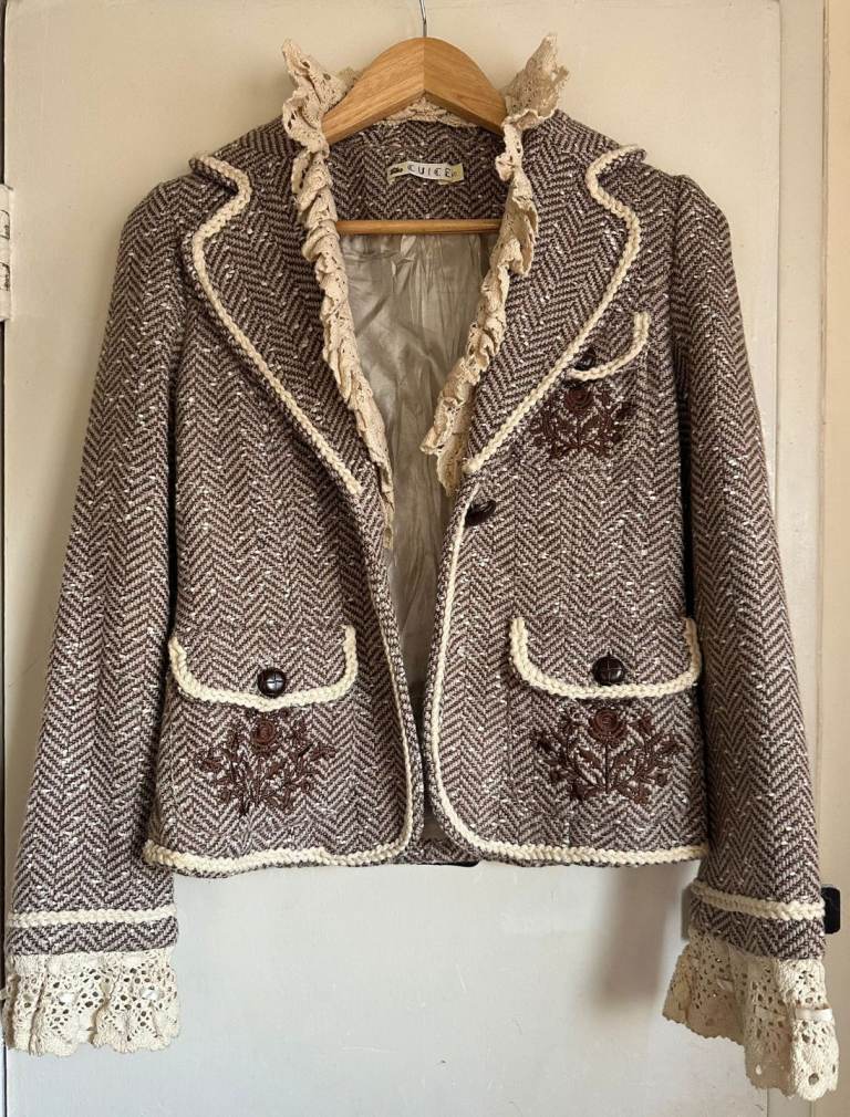 New Gorgeous Women's Jacket with lace trim - size 8
