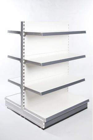 Retail Shop Shelving, Wall Units, Gondola, Silver/Cream/Black NEW
