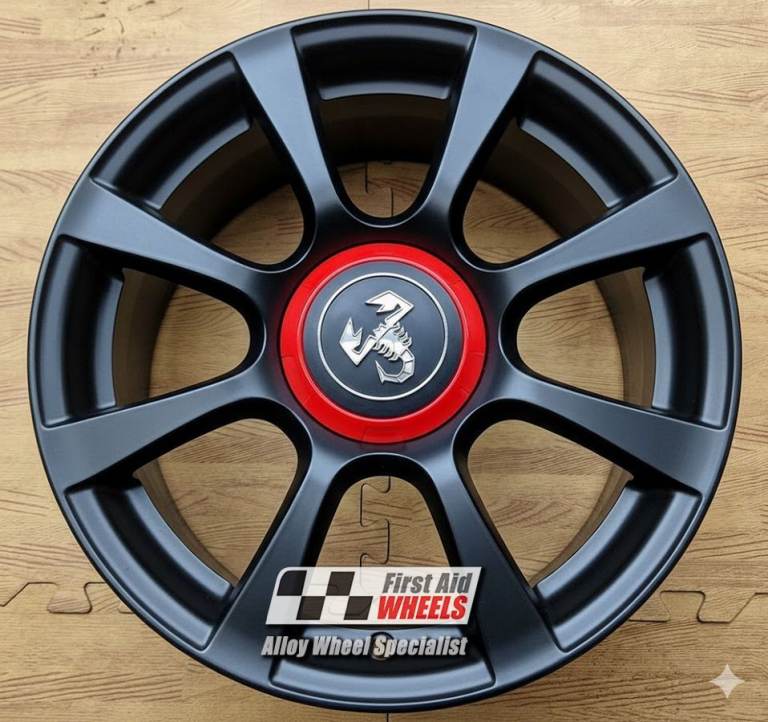 R655BS Swap FIAT 500 595 ABARTH 4X 16'' GENUINE 8 SPOKE SATIN BLACK ALLOY WHEELS