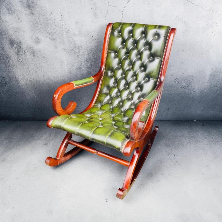 Green Leather Rocking Chair 