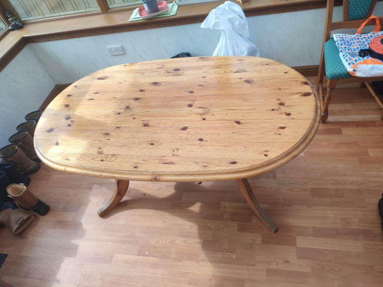 Large Pine Dining Table With Matching Chairs