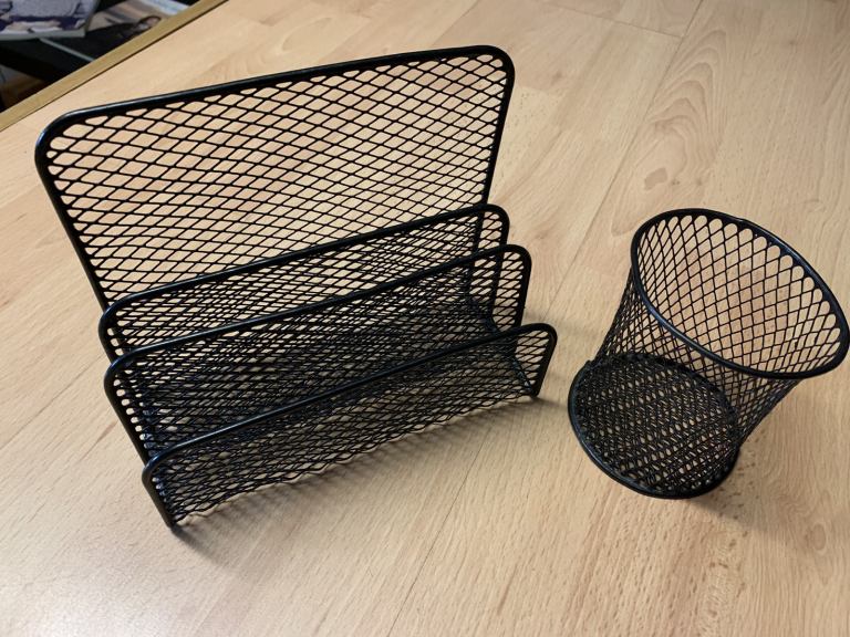 New-Letter & Pen Black Mesh Holder Set ✉️ 🖊️ 