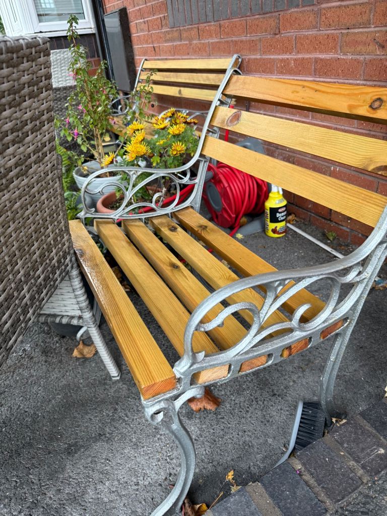 Cast iron bench and chair 