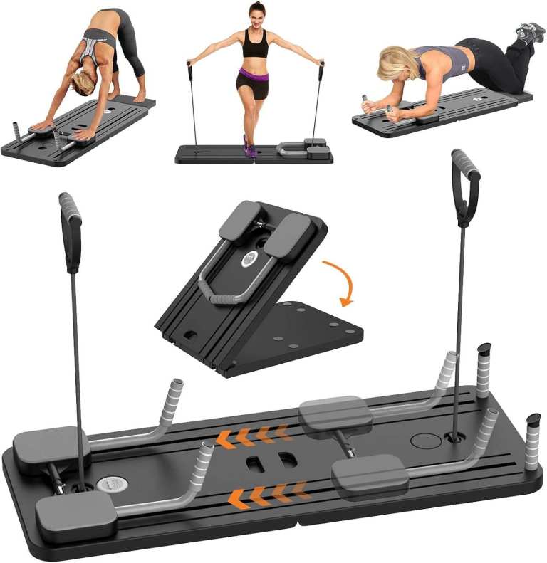 Pilates Machine, 5 in1 Multifunctional Abdominal Board with LED Counter, Automatic Rebound Roller