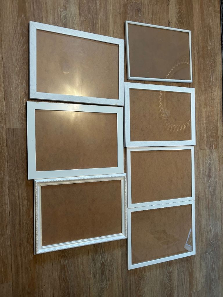 Job Lot of 7 White Photo Picture Frames – Good Condition