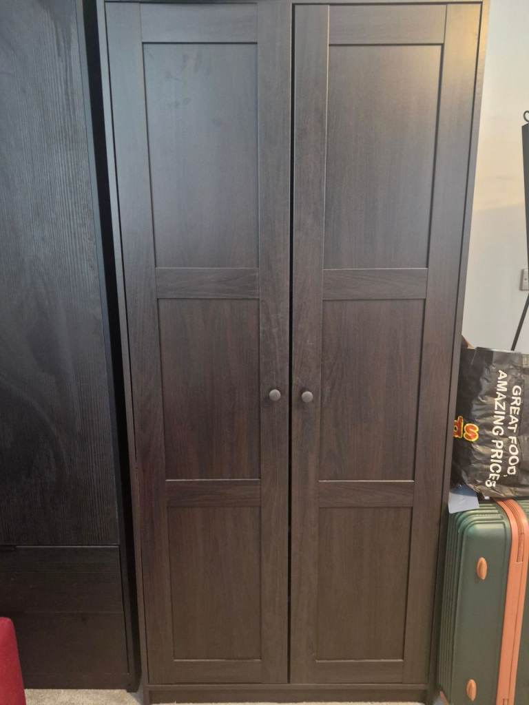 image for Dark brown/black double wardrobe - Ikea