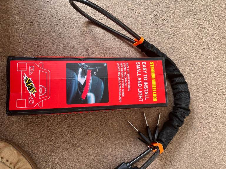 Steering Wheel Lock - Cable Type, Boxed, Unused, 3 Keys