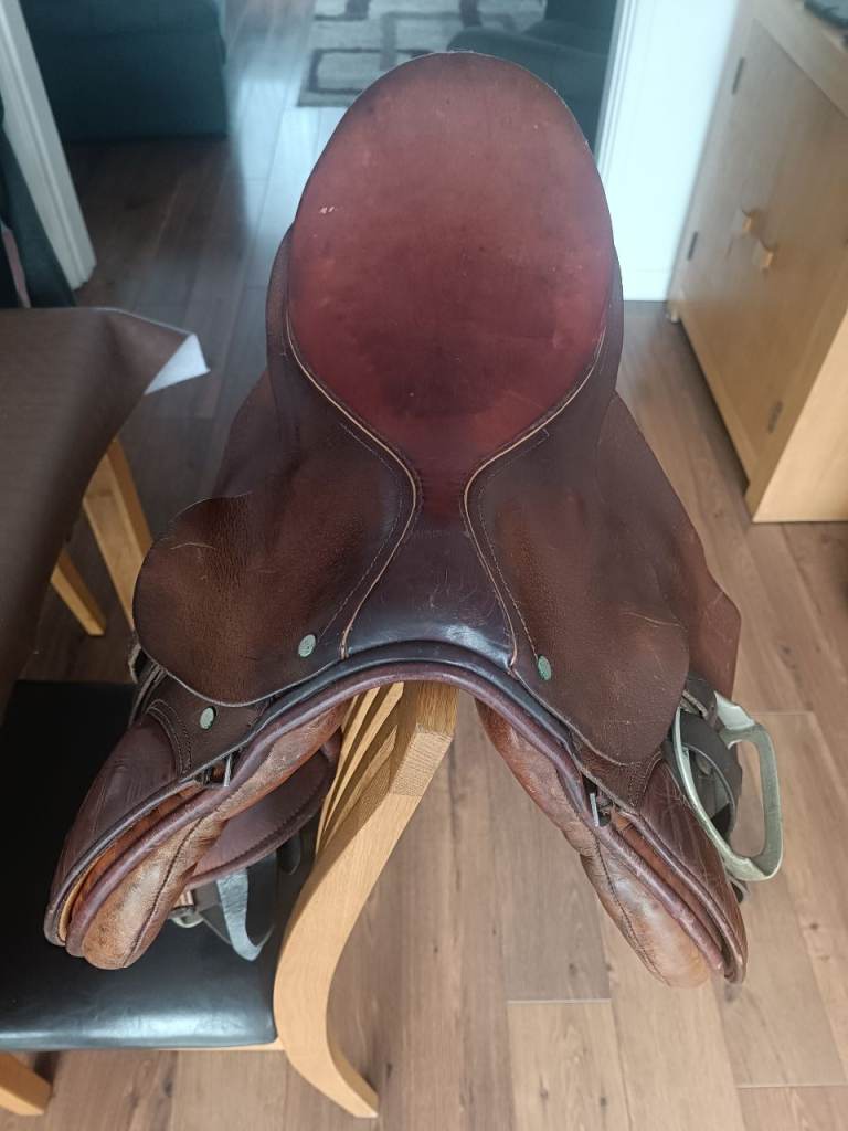 Brown leather horse saddle 