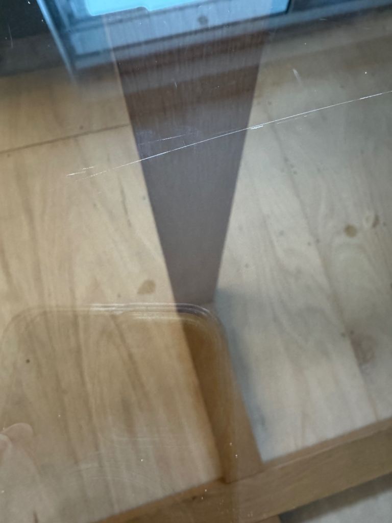 John Lewis Glass top oak dining table round