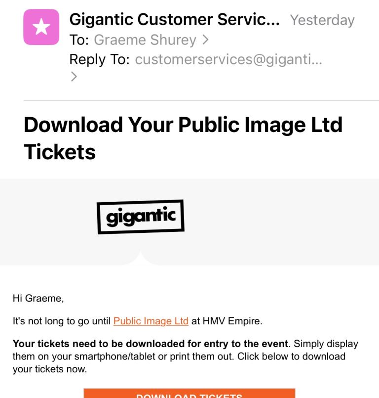 2 x PUBLIC IMAGE LTD ** TONIGHT **