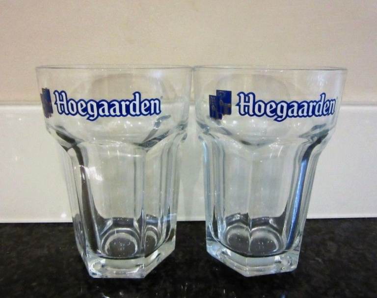2 x Hoegaarden Belgian Beer glasses