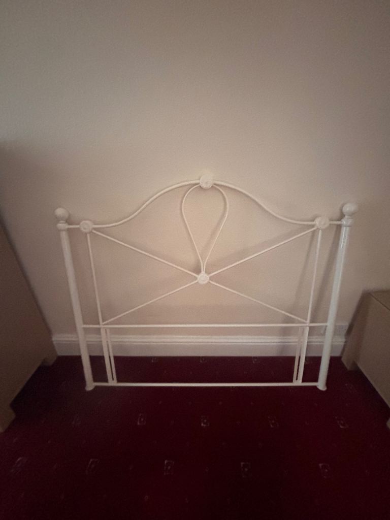 White Double metal headboard