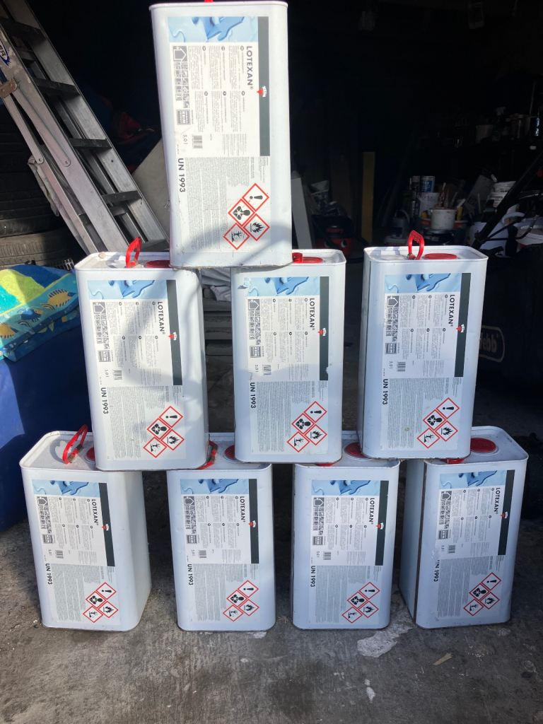 Job lot of Lotexan water repellent treatment for porous brick work or render.