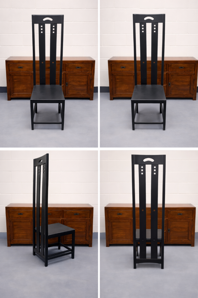 Charles Rennie Mackintosh Style High Back Chair – Hill House Inspired – Black