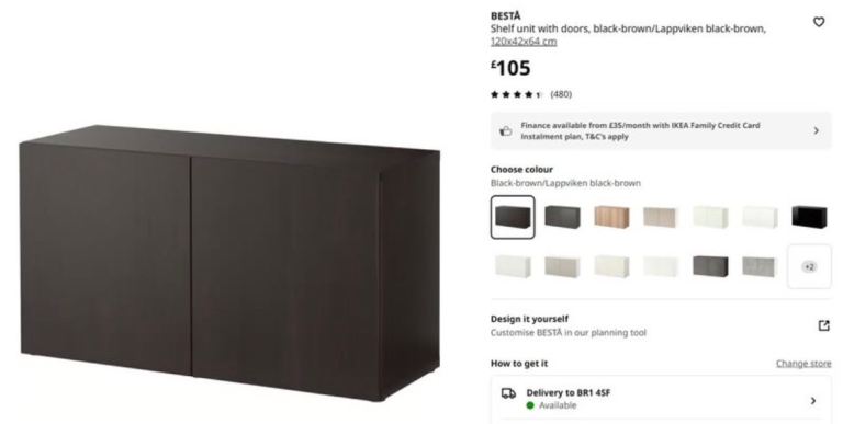 Ikea BESTÅ Shelf unit with doors, black-brown/Lappviken black-brown cabinet drawers