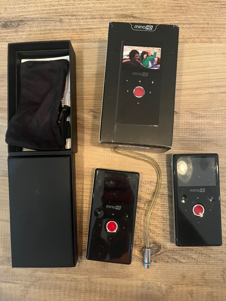 Flip MinoHD Camcorders x2 Bundle 720p Pocket Video Cameras w/ Box Case Untested