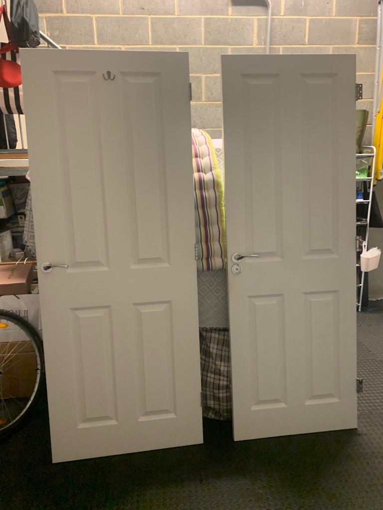 3 white satinwood painted internal doors