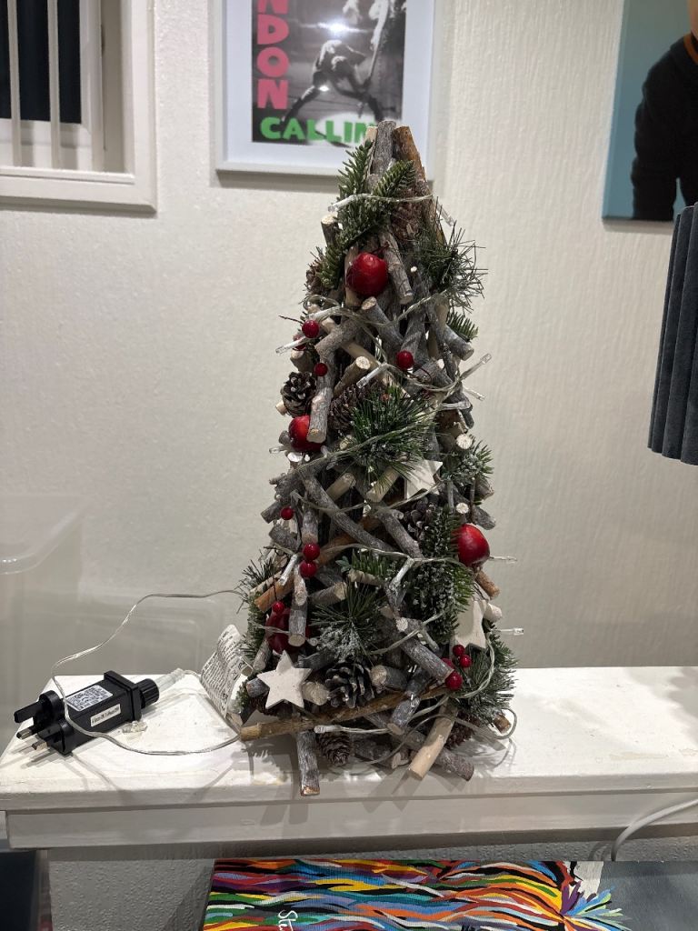 Decorative Wooden Christmas Tree with Lights – As Good As New