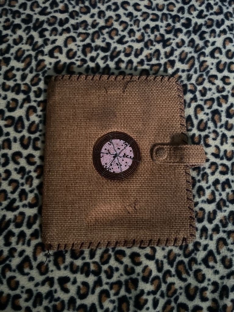 Handmade Brown Burlap Wallet/ an African design 
