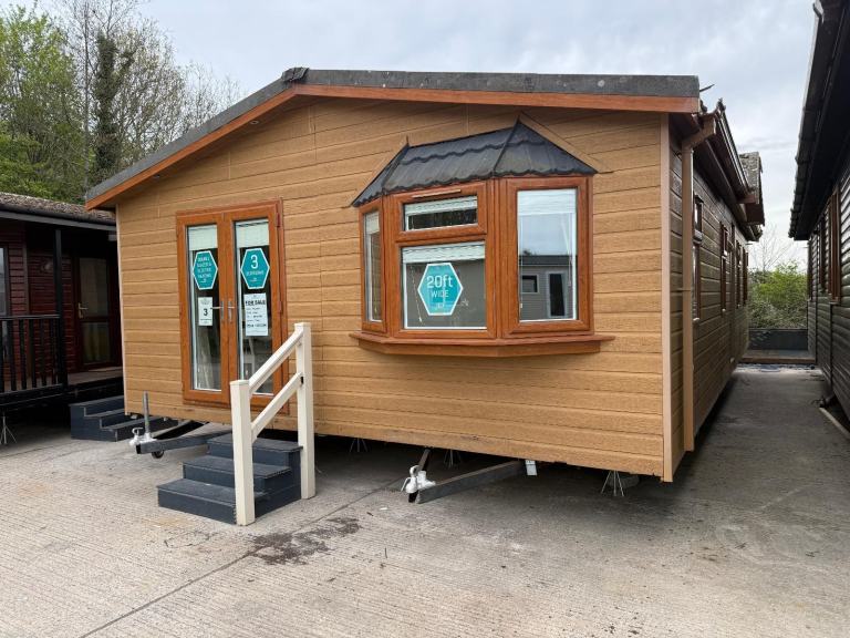 3 Bed 38x20ft Twin Lodge - DG, EH, Bath, French Doors - Offsite / Private Land