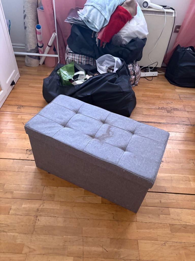 Collection in Hoxton - Storage grey pouffe ottoman stool sofa 