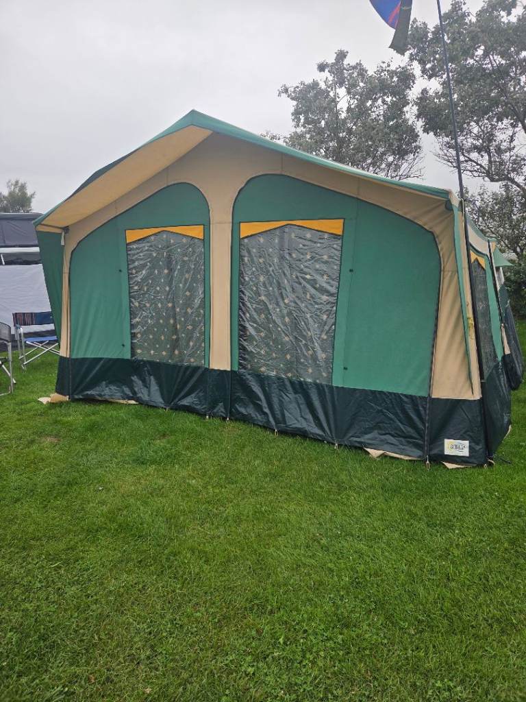 Conway Camping Trailer Tent – Green and Beige, Good Condition