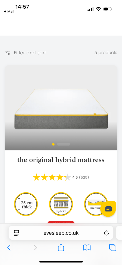 Single Great Little Trading bed frame and eve mattress