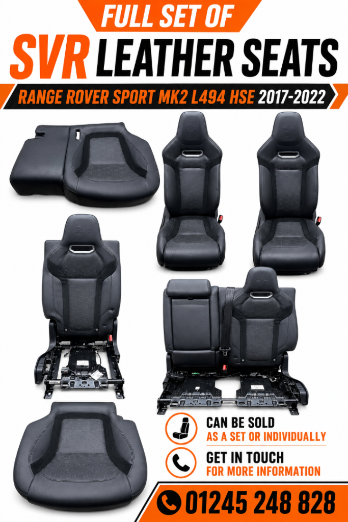 Full set of black leather SVR seats available from a Range Rover Sport MK2 L494 HSE 2017-2022