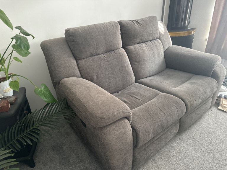 Comfy (electric) Grey Fabric Two-Seater Sofa – Good Condition