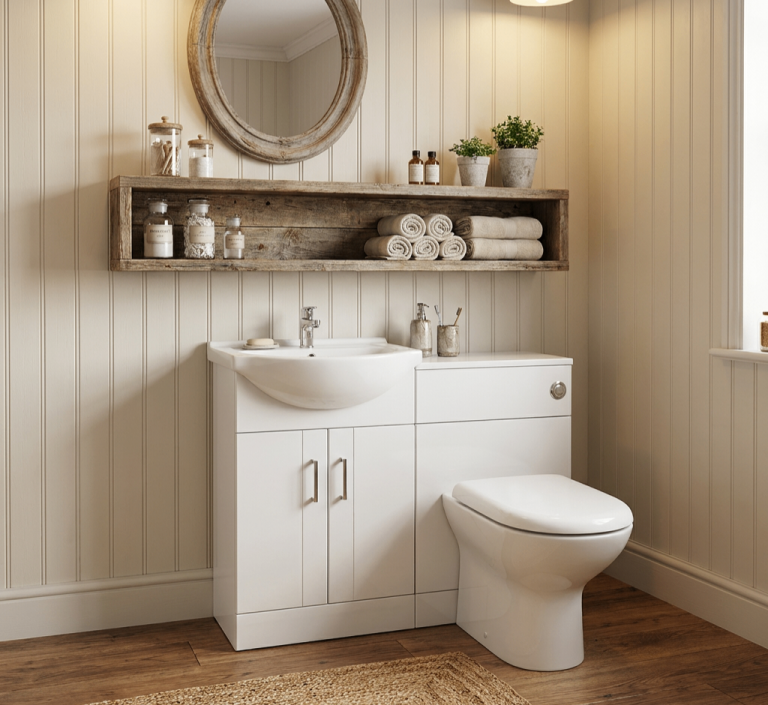 £249 Package Bathroom Furniture White Clearance Panels Toilet Set salons hairdresser pubs rentals