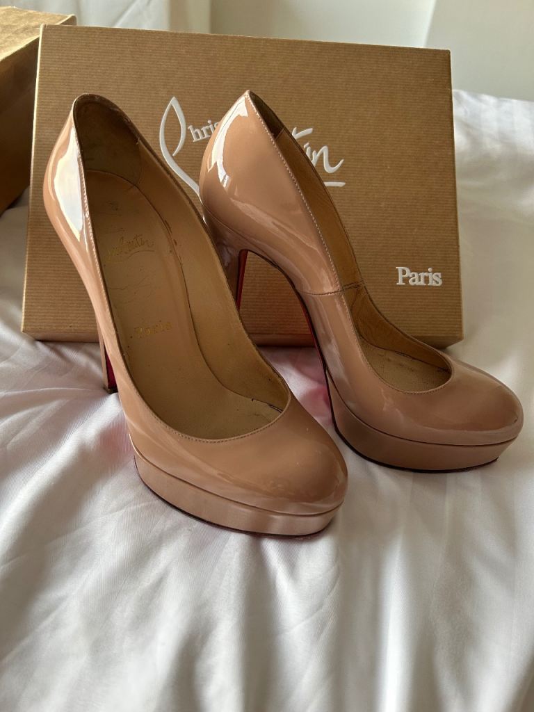Christian Louboutin Nude Patent Leather Heels - Size 37