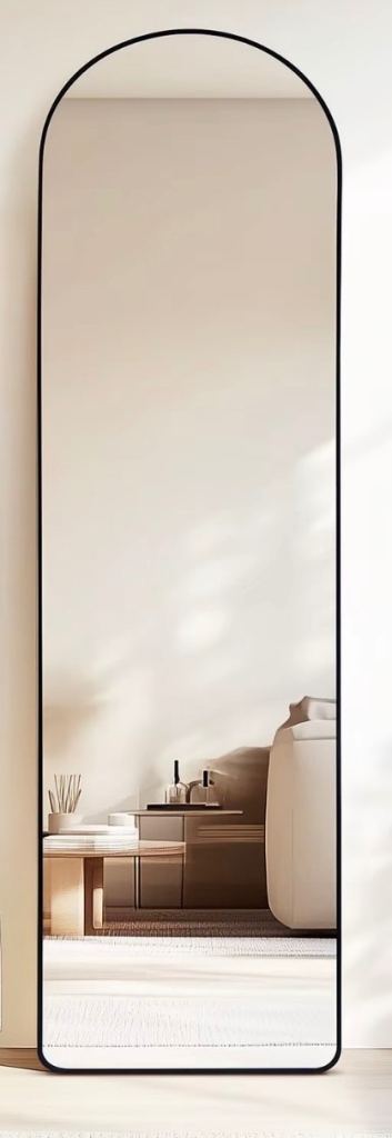 Full Length Arch Mirror – Black Frame, New