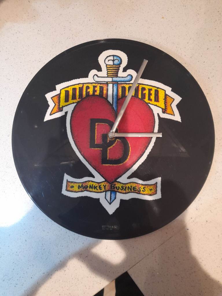QUARTZ RECORD CLOCK "MONKEY BUSINESS" BY DANGER,DANGER PICTURE DISC.