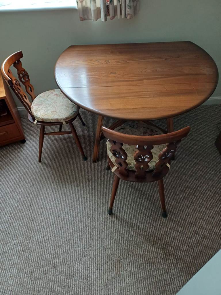 Ercol folding dining table chairs