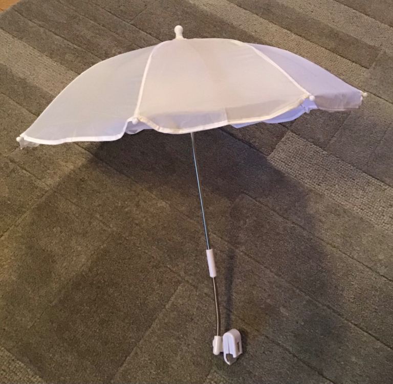 WHITE BABY SUN PARASOL FOR BUGGY PUSHCHAIR PRAM